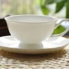 Sleek Simple White Mug with Saucer - Image 3