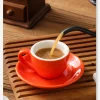 Classic Plain Color Mugs with Saucers - Image 5