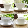 Sleek Simple White Mug with Saucer - Image 2