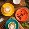 Classic Plain Color Mugs with Saucers - Image 6